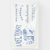 Kust Bachelorette Modern Cocktail Party Blauw Spandoek (Verticaal)