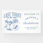 Kust Bachelorette Modern Cocktail Party Blauw Spandoek (Horizontaal)