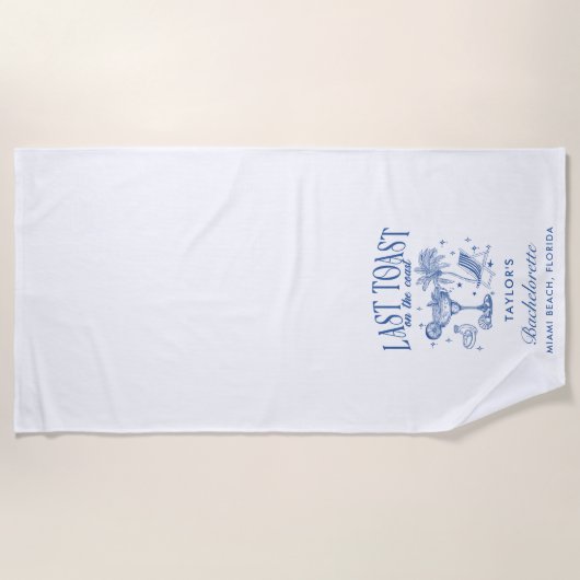 Kust Bachelorette Modern Cocktail Party Blauw Strandlaken (Voorkant)