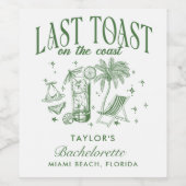 Kust Bachelorette Moderne Cocktail Party Groen Wijn Etiket (Enkel label)