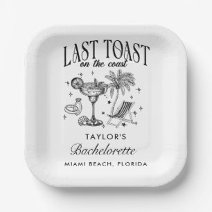 Kust Bachelorette Moderne Cocktail Party Zwart Papieren Bordje