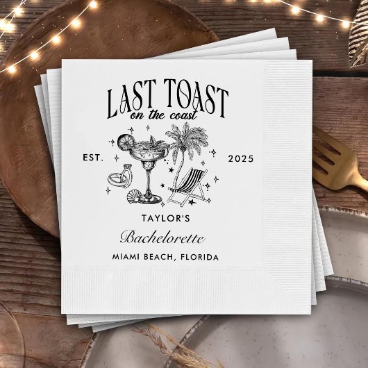 Kust Bachelorette Moderne Cocktail Party Zwart Servet