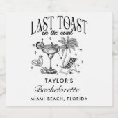 Kust Bachelorette Moderne Cocktail Party Zwart Sparkling Wijnetiket (Enkel label)