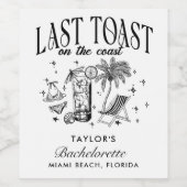 Kust Bachelorette Moderne Cocktail Party Zwart Wijn Etiket (Enkel label)