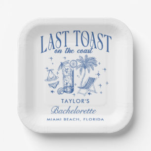 Kust Bachelorette Moderne Cocktailparty Blauw Papieren Bordje