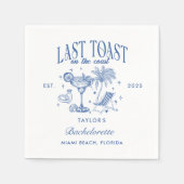 Kust Bachelorette Moderne Cocktailparty Blauw Servet (Voorkant)