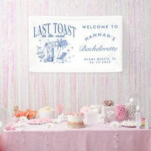 Kust Bachelorette Moderne Cocktailparty Blauw Spandoek