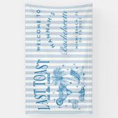 Kust Bachelorette Moderne Cocktailparty Blauw Spandoek (Verticaal)