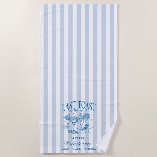 Kust Bachelorette Moderne Cocktailparty Blauw Strandlaken (Voorkant)