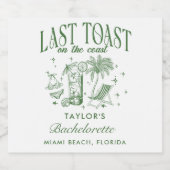 Kust Bachelorette Moderne Cocktailparty Groen Sparkling Wijnetiket (Enkel label)