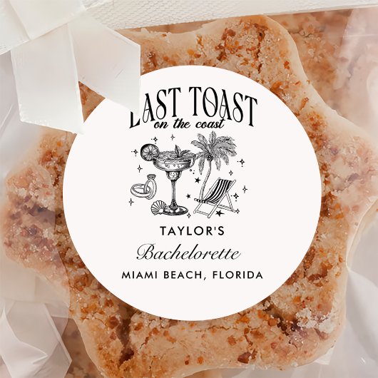 Kust Bachelorette Moderne Cocktailparty Zwart Ronde Sticker