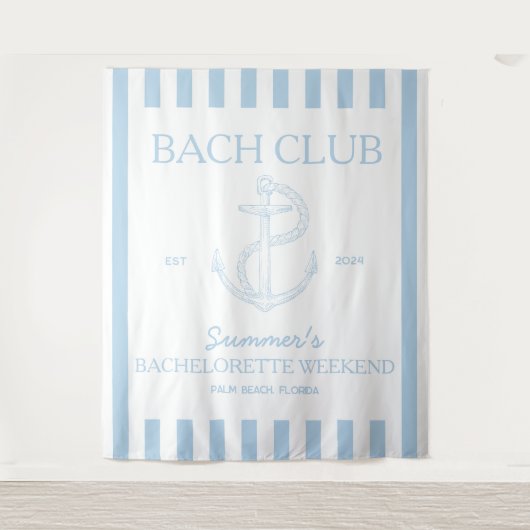 Kust Bachelorette-thema anker blauwe bach club Wandkleed (Voorkant)
