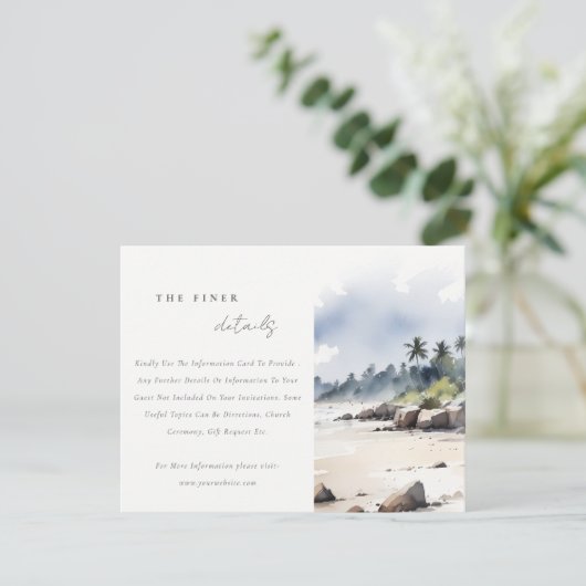 Kust Bali Beach Palm Tree Trouwgegevens Informatiekaartje (Staand voorkant)