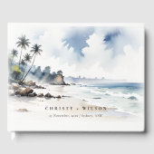 Kust Bali Beach Palm Tree Waterverf Bruiloft Gastenboek (Voorkant)