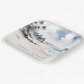 Kust Bali Beach Palm Tree Waterverf Bruiloft Papieren Bordje (Gebogen)