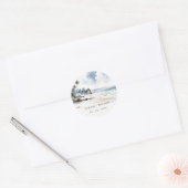 Kust Bali Beach Palm Tree Waterverf Bruiloft Ronde Sticker (Envelop)