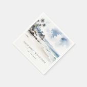 Kust Bali Beach Palm Tree Waterverf Bruiloft Servet (Hoek)
