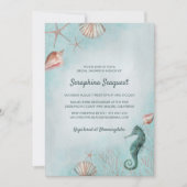 kust | Beach Blue Seashells Vrijgezellenfeest Kaart (Voorkant)