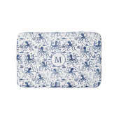 Kust Blauw Aquarel Onderwater Octopus Monogram Badmat (Voorkant)