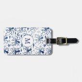 Kust Blauw Aquarel Onderwater Octopus Monogram Bagagelabel (Voorkant horizontaal)