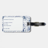 Kust Blauw Aquarel Onderwater Octopus Monogram Bagagelabel (Achterkant horizontaal)