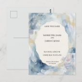 Kust Blauw Aquarel Save The Date Postkaart (Voorkant / Achterkant)