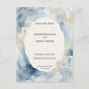 Kust Blauw Aquarel Save The Date Postkaart