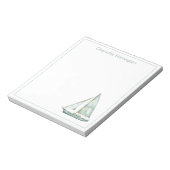 Kust Blauw Aquarel Zeilboot Gepersonaliseerd Notitieblok (Linkerzijde)