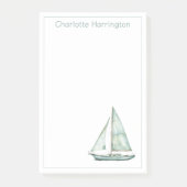 Kust Blauw Aquarel Zeilboot Gepersonaliseerd Post-it® Notes (Voorkant)