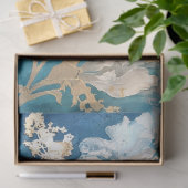 Kust Blauw en Goud Bloemen Zeewier Tissuepapier (Geschenk)