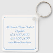 Kust Blauw en Wit Aquarel Strik Gepersonaliseerd Sleutelhanger (Achterkant)