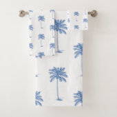 Kust Blauw en Wit Palm Palmetto Bomen Bad Handdoek (Insitu)