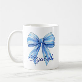 Kust Blauw en Wit Waterverf Bow Gepersonaliseerd Koffiemok