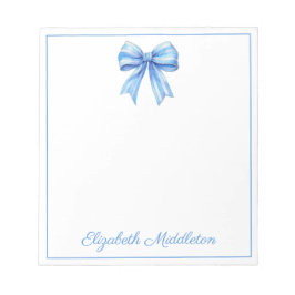 Kust Blauw en Wit Waterverf Bow Gepersonaliseerd Notitieblok