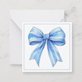 Kust Blauw en Wit Waterverf Bow Gepersonaliseerd Notitiekaartje (Voorkant)