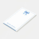 Kust Blauw en Wit Waterverf Bow Gepersonaliseerd Post-it® Notes (Schuin)