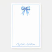 Kust Blauw en Wit Waterverf Bow Gepersonaliseerd Post-it® Notes (Voorkant)