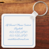 Kust Blauw en Wit Waterverf Bow Gepersonaliseerd Sleutelhanger (Achterkant)