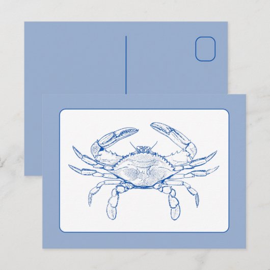 Kust Blauw en Witte Krab Briefkaart (Voorkant / Achterkant)