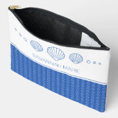 Kust Blauw en Witte Schelpen Gepersonaliseerd Etui (Open)