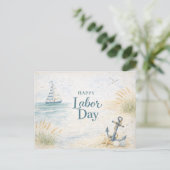 Kust Blauw Fijne Dag van de Arbeid Feestdagenkaart (Staand voorkant)