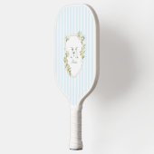 Kust Blauw Gestreepte Monogram Pickleball Paddle (Links)