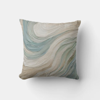 Kust Blauw Groen Beige Abstracte Golven Buitenkussen