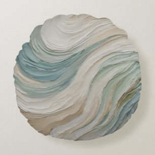 Kust Blauw Groen Beige Abstracte Golven Rond Kussen