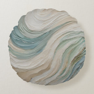 Kust Blauw Groen Beige Abstracte Golven Rond Kussen