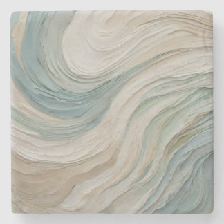 Kust Blauw Groen Beige Abstracte Golven Stenen Onderzetter
