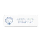 Kust Blauw Monogram Trouw Retouradres Etiket (Voorkant)
