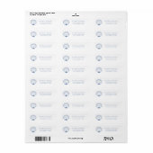 Kust Blauw Monogram Trouw Retouradres Etiket (Full Sheet)