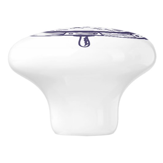 Kust Blauw Strand Vuurtoren Schip Wiel Nautisch Keramische Knop (Zijkant)