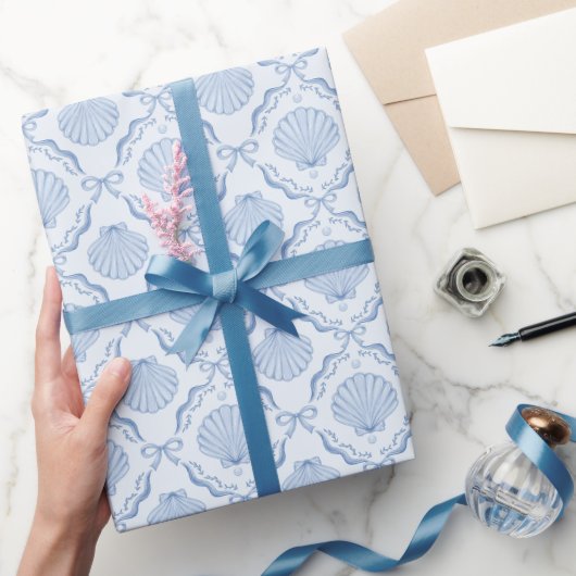 Kust Blauwe coquette zeeschelp Cadeaupapier (Geschenken)